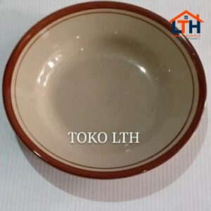 3-325-1.jpg PER 6 PCS PIRING POLET 8 KERAMIK / PIRING MAKAN LIST COKLAT