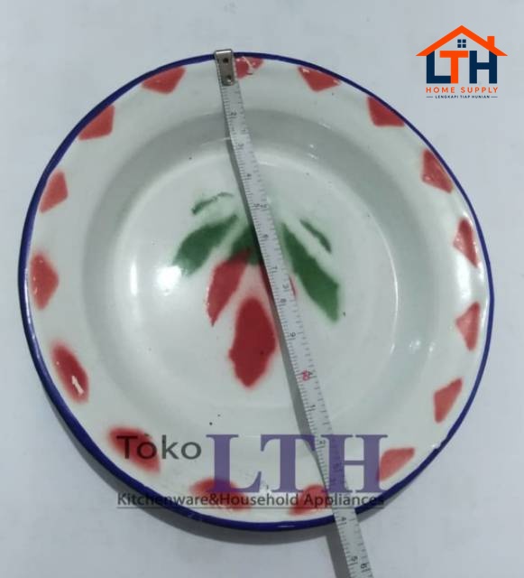 3-346-1.jpg (PER 6 PCS) PIRING PISIN JADUL 14 CM ENAMEL KALENG SENG KEMBANG PANCI RRT 14CM