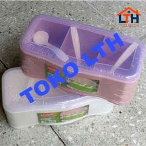 TEMPAT BUMBU ISI 3 / KOTAK BOX WADAH GARAM GULA SEKAT 3 / RAK BUMBU SERBAGUNA