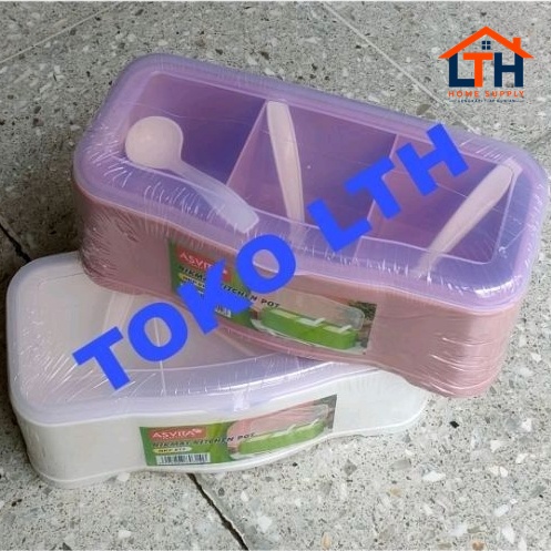 TEMPAT BUMBU ISI 3 / KOTAK BOX WADAH GARAM GULA SEKAT 3 / RAK BUMBU SERBAGUNA