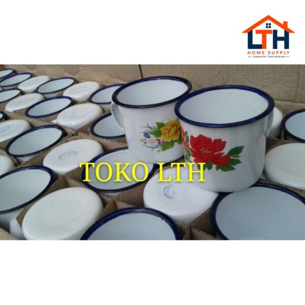 3-362-1.jpg (PER 6 PCS) CANGKIR JADUL MINI 6 CM KEMBANG / MUG ENAMEL GELAS KALENG PANCI
