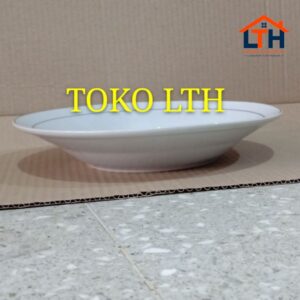 3-376-1.jpg PER 6 PCS PIRING MAKAN CEKUNG 9" KERAMIK LIST MAS PORSELEN BELING / PIRING PRASMANAN