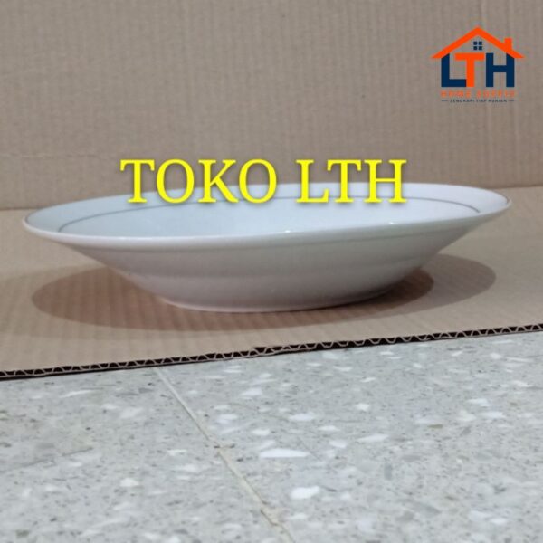 3-376-1.jpg PER 6 PCS PIRING MAKAN CEKUNG 9" KERAMIK LIST MAS PORSELEN BELING / PIRING PRASMANAN