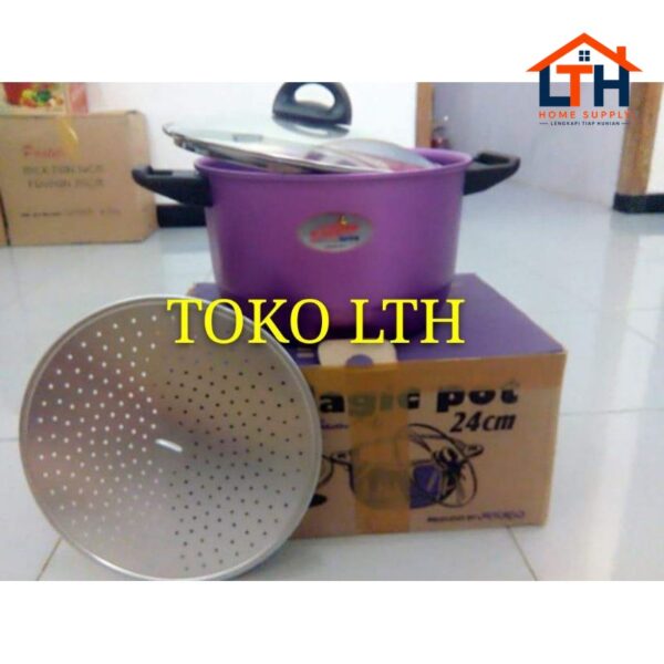 3-478-1.jpg PANCI DANDANG LANGSENG KUKUS STEAMER 24 26 CM TUTUP KACA ALUMUNIUM MASPION MAGIC POT ALCOR