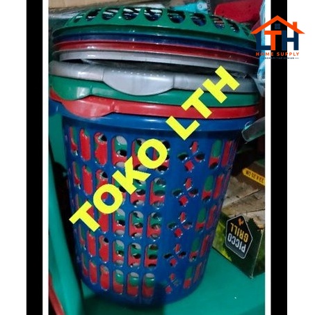 KERANJANG BAJU PAKAIAN KOTOR BULAT TUTUP LAUNDRY BASKET HAMPER