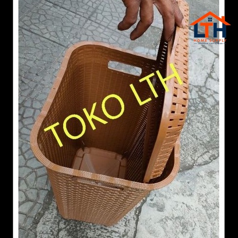 3-520-1.jpg KERANJANG BAJU PAKAIAN KOTOR MOTIF ROTAN BESAR SERBAGUNA LAUNDRY BASKET BAG