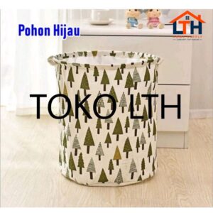 3-559-1.jpg KERANJANG BAJU PAKAIAN KOTOR LIPAT LAUNDRY BASKET BAG KAIN KARUNG MOTIF