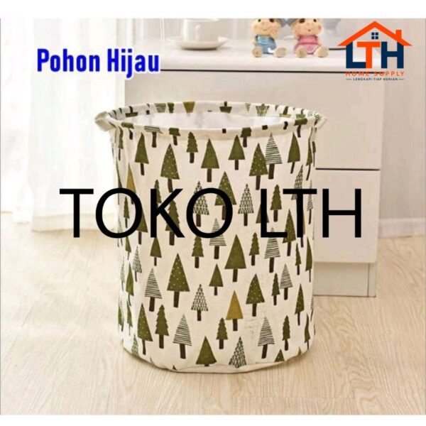 3-559-1.jpg KERANJANG BAJU PAKAIAN KOTOR LIPAT LAUNDRY BASKET BAG KAIN KARUNG MOTIF