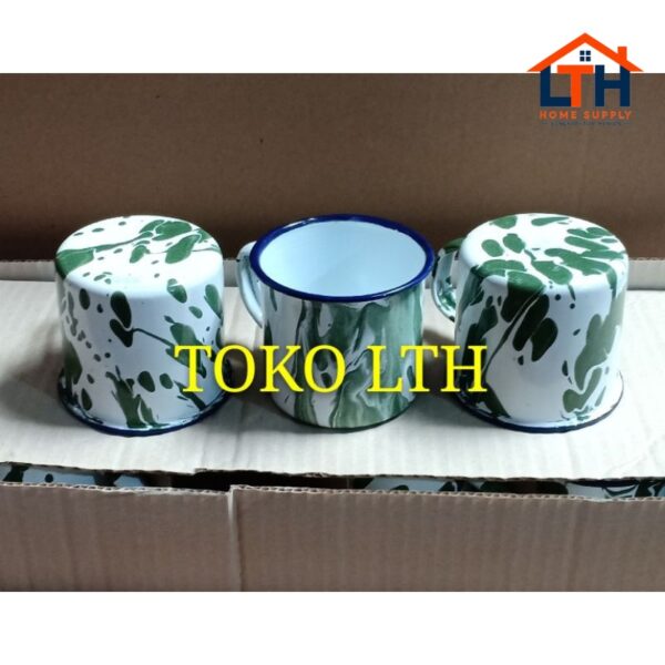PER 6 PCS CANGKIR JADUL LURIK BLIRIK BLURIK / GELAS KALENG PANCI SENG ENAMEL