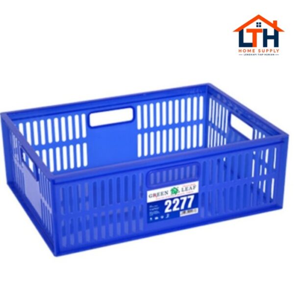 CONTAINER KERANJANG INDUSTRI SERBAGUNA 2277 GREEN LEAF BOX LUBANG