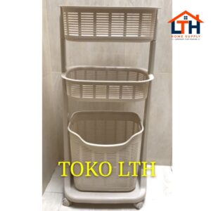 3-631-1.jpg KERANJANG RAK CUCIAN BAJU PAKAIAN KOTOR SUSUN 3 RODA SERBAGUNA LAUNDRY BASKET SHERLENT 6900 HOMMY
