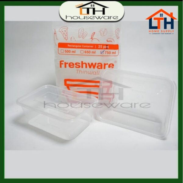 3-641-1.jpg KOTAK MAKANAN PLASTIK 750ML FOOD CONTAINER BOX FRESHWARE THINWALL 750 ML