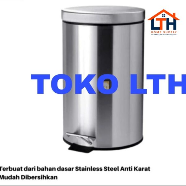 TEMPAT SAMPAH INJAK 3 LTR BULAT STAINLESS TONG DUSTBIN PEDAL MASPION