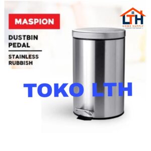 3-714-1.jpg TEMPAT SAMPAH INJAK 5 LTR BULAT STAINLESS TONG DUSTBIN PEDAL MASPION