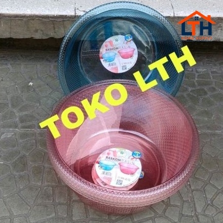 3-724-1.jpg BASKOM PLASTIK TRANSPARAN 9.5 LTR RAMBO 8275 GREEN LEAF WASKOM BULAT TEBAL TAHAN BANTING