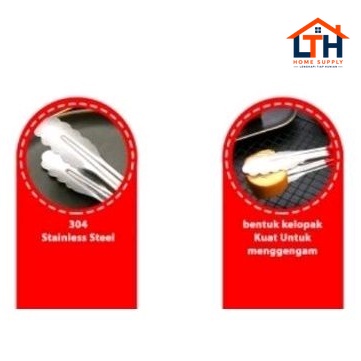 3-741-1.jpg JEPITAN CAPITAN PENJEPIT KUE MAKANAN GORENGAN GAGANG SILIKON MERAH 9 INCH