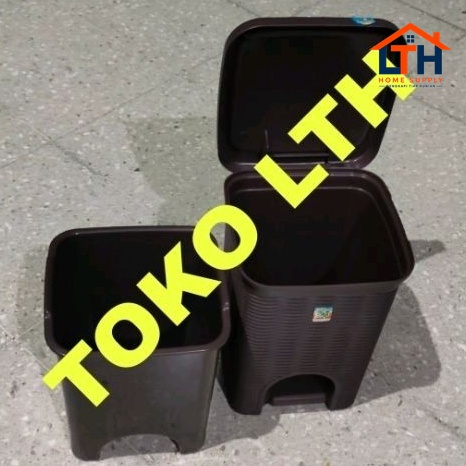 TEMPAT SAMPAH INJAK SEGI 5 LTR SILVA GREEN LEAF 2016 GL KOTAK SAMPAH PERSEGI MOTIF ROTAN