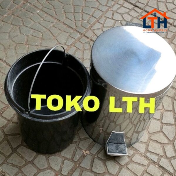 3-765-1.jpg TEMPAT TONG SAMPAH INJAK 8 LTR STAINLESS DUSTBIN RUBBISH BIN SUBRON 8 LITER