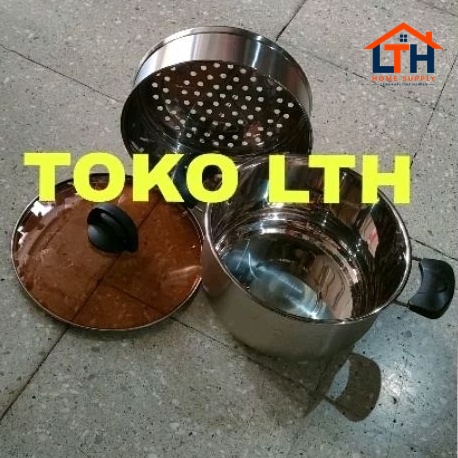 Panci Kukus Stainless 2 Susun 26cm Tutup Kaca