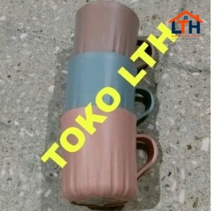 6 PCS CANGKIR PLASTIK 360 ML BRIZLY 5106 HOMMY GELAS GAGANG MUG WARNA