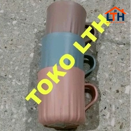 6 PCS CANGKIR PLASTIK 360 ML BRIZLY 5106 HOMMY GELAS GAGANG MUG WARNA