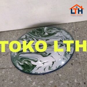 12 PCS PIRING MAKAN SENG 22 CM LURIK BLURIK BLIRIK ENAMEL KALENG BELANG PIRING PANCI RRT