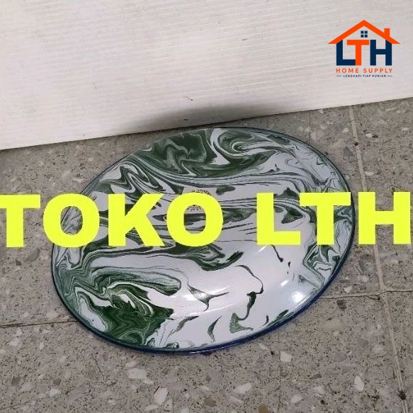 12 PCS PIRING MAKAN SENG 22 CM LURIK BLURIK BLIRIK ENAMEL KALENG BELANG PIRING PANCI RRT