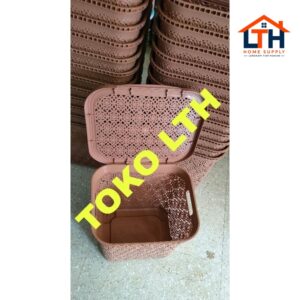 KERANJANG BAJU PAKAIAN KOTOR PLASTIK MOTIF ROTAN BUNGA LAUNDRY BAG HAMPER