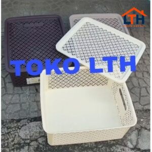 3-856-1.jpg SOFIA 3312 KERANJANG BOX KOTAK WADAH TUTUP SERBAGUNA PARCEL GREEN LEAF LARGE