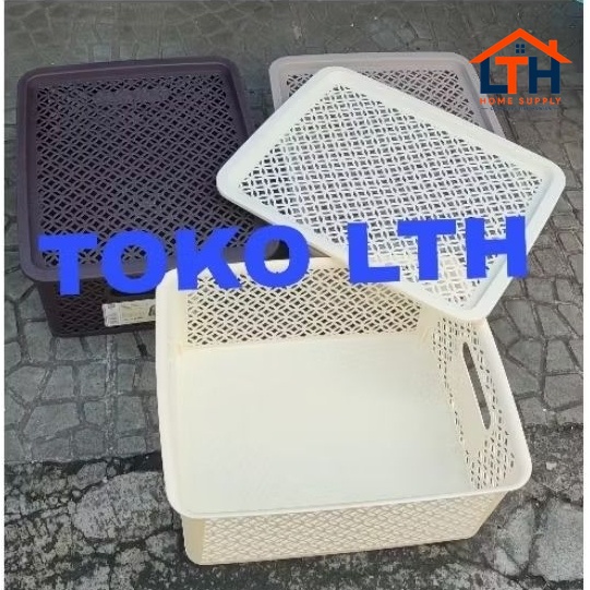 3-856-1.jpg SOFIA 3312 KERANJANG BOX KOTAK WADAH TUTUP SERBAGUNA PARCEL GREEN LEAF LARGE