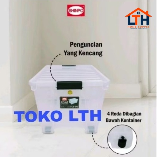 3-859-1.jpg ATLAS CB100 CONTAINER BOX RODA TRANSPARAN 100 LTR SHINPO CB 100 SIP102 BENING KOTAK WADAH PENYIMPANAN CB100 SIP 102