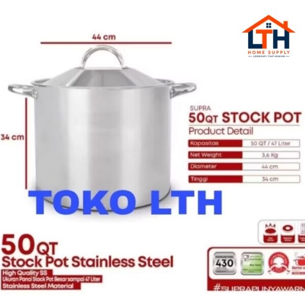 Panci Stockpot Stainless 50QT - Supra
