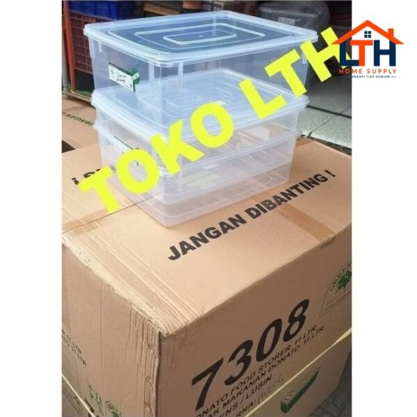 3-912-1.jpg DONATO 7308 KOTAK BOX DONAT 11 LTR TEMPAT KUE MAKANAN SERBAGUNA GREEN LEAF PLASTIK FOOD STORAGE