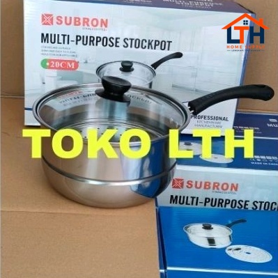 3-92-1.jpg Panci Mini Steamer 2in1 Stainless 20cm panci susu+steamer