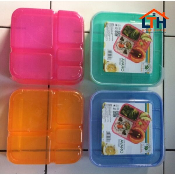 4-141-1.jpg KOTAK MAKANAN AVARO 7553 GREEN LEAF / LUNCH BOX SEKAT 5 / OMPRENG