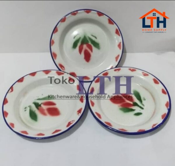 4-192-1.jpg (PER 6 PCS) PIRING PISIN JADUL 14 CM ENAMEL KALENG SENG KEMBANG PANCI RRT 14CM