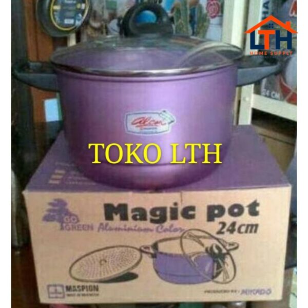 4-266-1.jpg PANCI DANDANG LANGSENG KUKUS STEAMER 24 26 CM TUTUP KACA ALUMUNIUM MASPION MAGIC POT ALCOR