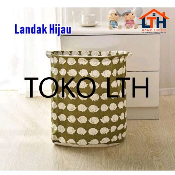 4-302-1.jpg KERANJANG BAJU PAKAIAN KOTOR LIPAT LAUNDRY BASKET BAG KAIN KARUNG MOTIF