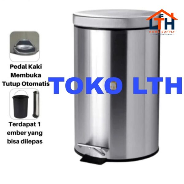 TEMPAT SAMPAH INJAK 3 LTR BULAT STAINLESS TONG DUSTBIN PEDAL MASPION
