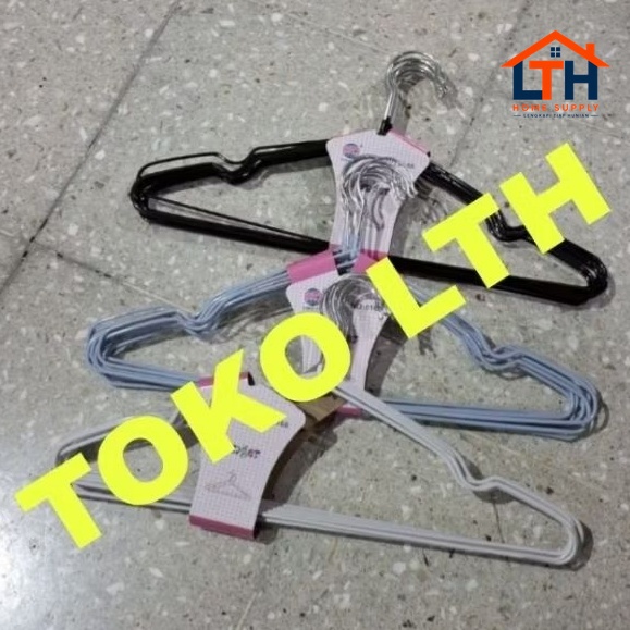4-355-1.jpg 10 PCS HANGER BAJU DEWASA STAINLESS LAPIS KARET