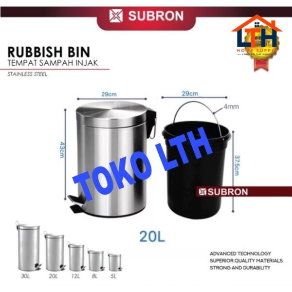 4-381-1.jpg Tempat Tong Sampah Injak Stainless 20L - Subron