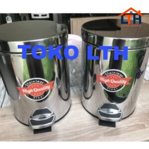 4-389-1.jpg TEMPAT SAMPAH INJAK 5 LTR BULAT STAINLESS TONG DUSTBIN PEDAL MASPION