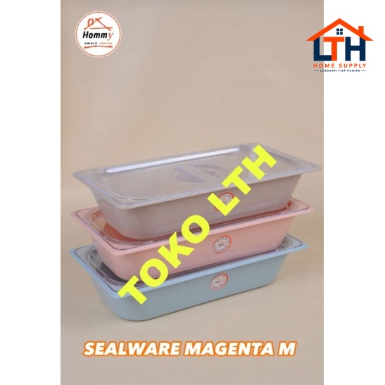 WADAH SAJI SEGI TUTUP PLASTIK MAGENTA M HOMMY 1116 SEALWARE 2300 ML FOOD PAN GASTRONOM