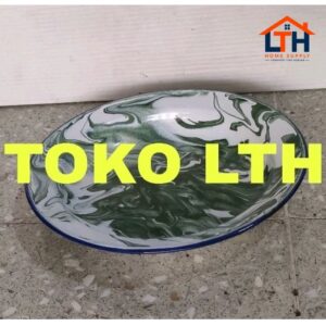 12 PCS PIRING MAKAN SENG 22 CM LURIK BLURIK BLIRIK ENAMEL KALENG BELANG PIRING PANCI RRT