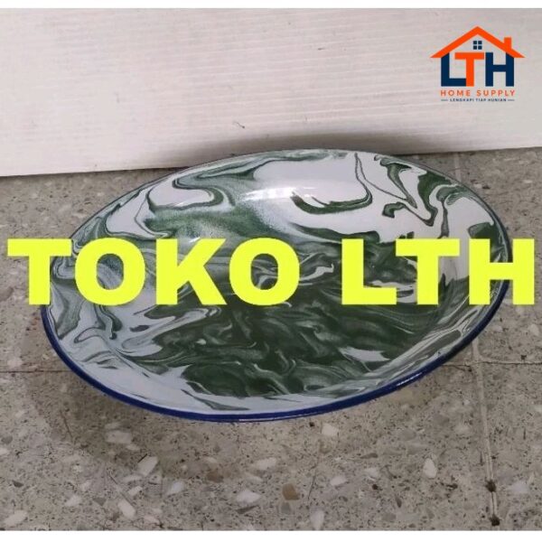 12 PCS PIRING MAKAN SENG 22 CM LURIK BLURIK BLIRIK ENAMEL KALENG BELANG PIRING PANCI RRT