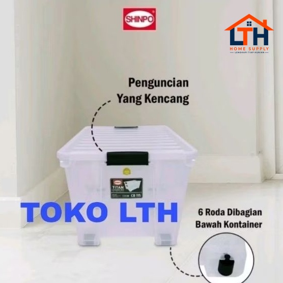 TITAN CB115 CONTAINER BOX RODA TRANSPARAN 115 LITER SHINPO SIP103 BENING KOTAK WADAH PENYIMPANAN CB 115 SIP 103