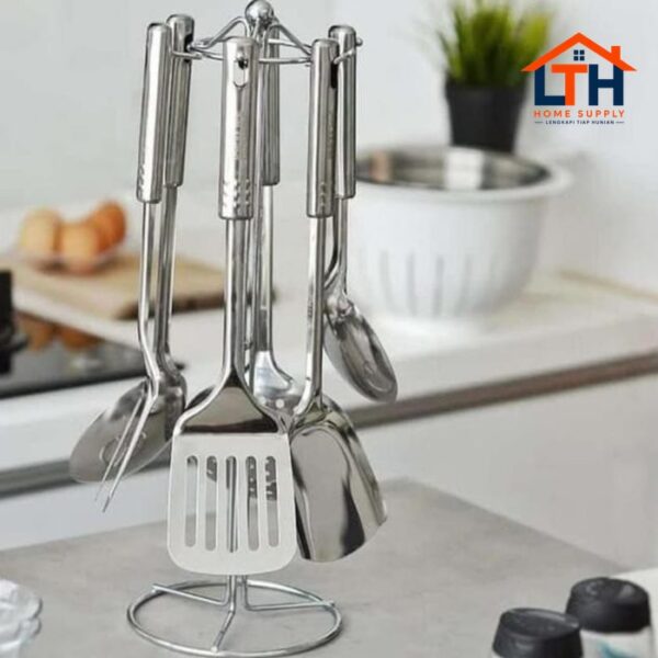 KITCHEN TOOL SET STAINLESS STEEL 7 PCS+RAK HOME PRO / PERALATAN DAPUR