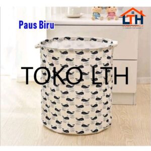 5-132-1.jpg KERANJANG BAJU PAKAIAN KOTOR LIPAT LAUNDRY BASKET BAG KAIN KARUNG MOTIF