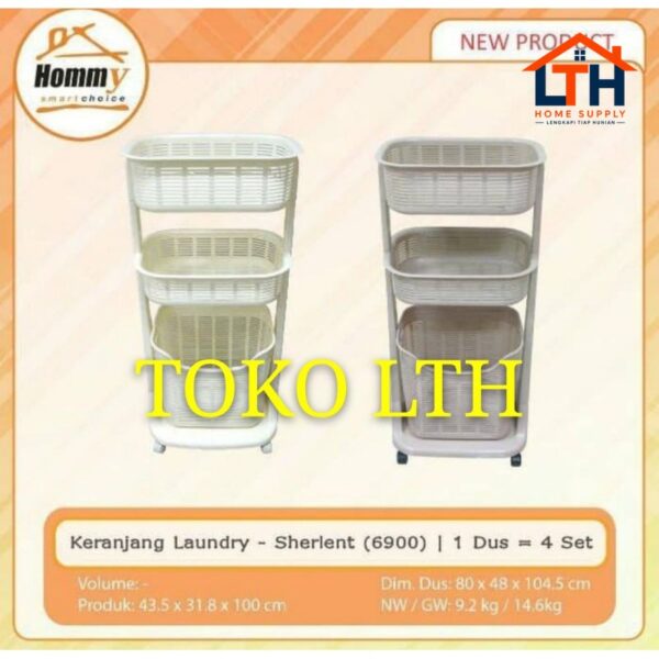 5-147-1.jpg KERANJANG RAK BAJU CUCIAN KOTOR SUSUN 3 RODA SERBAGUNA LAUNDRY BASKET SHERLENT 6900 HOMMY
