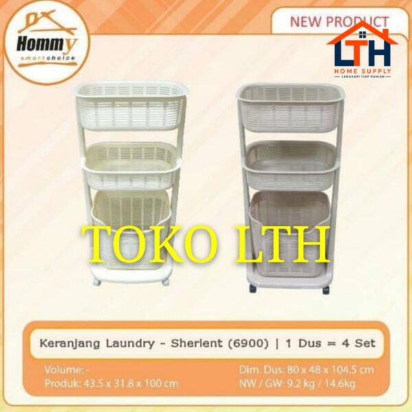 5-149-1.jpg KERANJANG RAK CUCIAN BAJU PAKAIAN KOTOR SUSUN 3 RODA SERBAGUNA LAUNDRY BASKET SHERLENT 6900 HOMMY